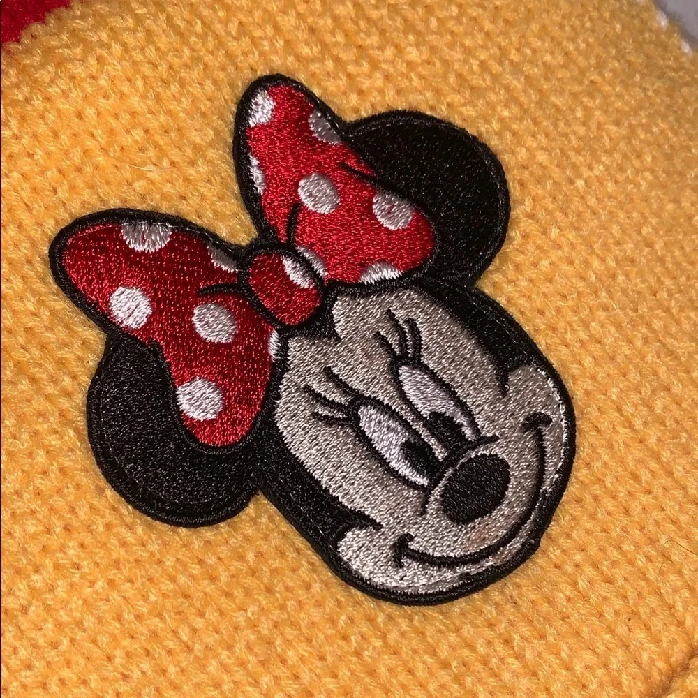 Disney Minnie Mouse Knit Patch Embellished Embroidered Polka Dot Winter Scarf